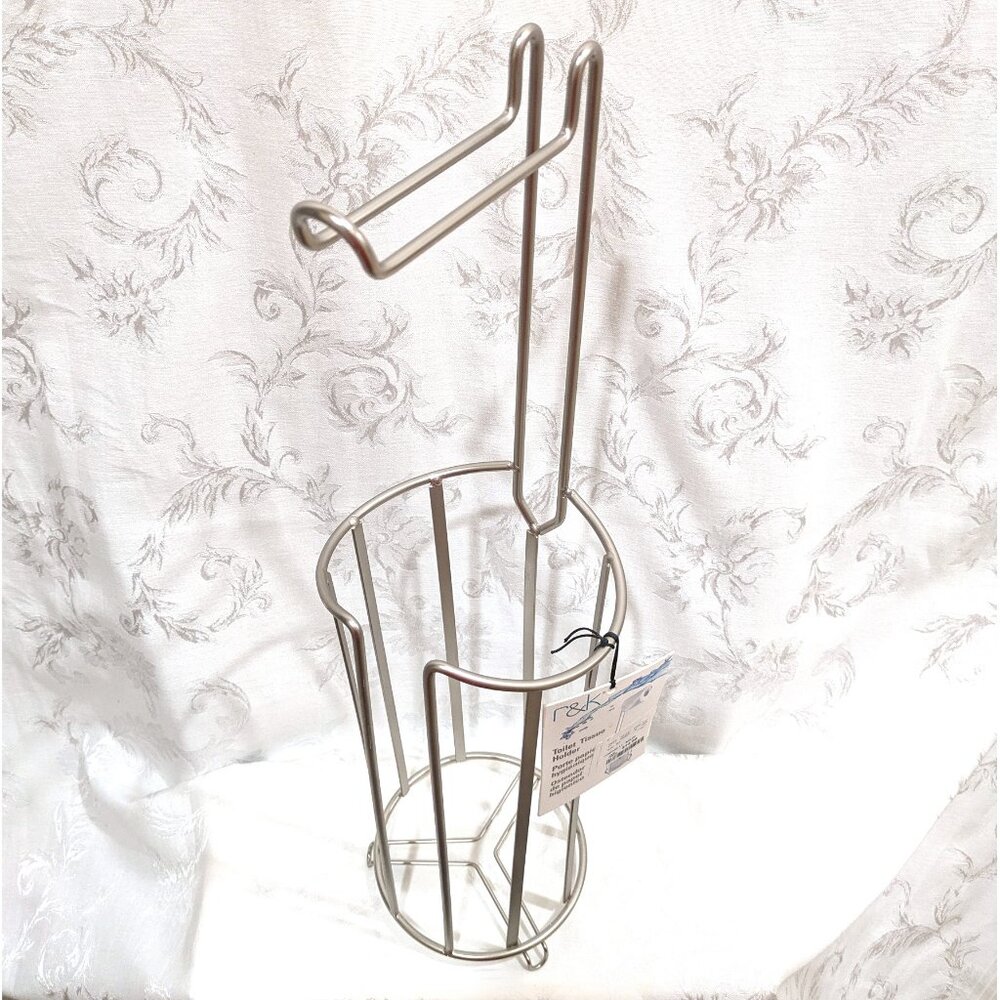 Toilet Paper Holder Stand with Reserve Roll Storage Free-Standing Chrome Silver